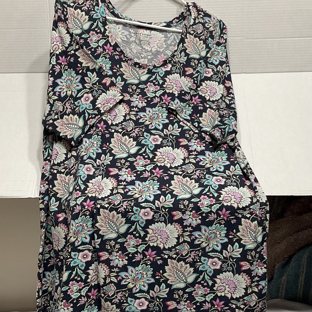 Lane Bryant Floral Short Sleeve Tee - Black and Pink